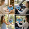 Steering Wheel Model, Suction Cup Prop for Car Travel, Blue-Pink