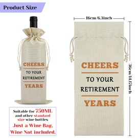Retirement Gifts for Woman Wine Bag Happy Retirement Appreciation Gift for Coworker Boss Funny Retirement Gift for Retired Men Nurse Teacher Friends Mom Grandparents Wine Bottle Bag with Drawstring