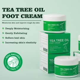 Tea Tree Oil Foot Cream for Dry Cracked Feet， Moisturizing and Smoothing Foot Cream Skin Daily Women Men Foot Care - 250g/8OZ