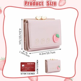 AdiStylinno Small Wallets for Women, Trifold Ladies PU Leather Wallet Cute Card Holder with Multi Card Slots 1 Coin Pocket (Pink)