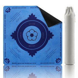 Mikccer Mahjong Mat, 32.2x32.2 Inch Non-Slip Noise Reduction Mahjong Table Mat, Perfect for Poker/Board Games/Card Games/Dominoes with Carrying Bag,Blue