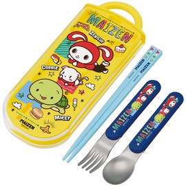 Skater TACC2AG-A Trio Set, Chopsticks, Spoon and Fork, Maizen Sisters, Antibacterial, Made in Japan