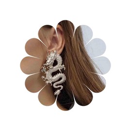 Xmsrn Vintage Dragon Dangle Earrings Ancient Dragon Drop Earrings Punk Exaggerated Dragon Earrings Silver Goth Dragon Stud Earrings Jewelry for Women and Girls (Silver)