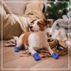 Dog Boots, 4pcs Non-Slip Dog Shoes, Dog Boots Paw Protector, Boots Water-Resistant Protective (Blue, 4)