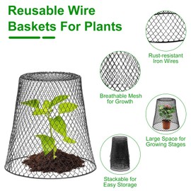 10Pack Chicken Wire Cloches, 9.25" Diaｘ9.06 H Wire Cloche Plant Protector with 30 Stakes and 20 Labels, Wire Plant Covers for Keeping Bunnies Chicken Squirrels Bird Out