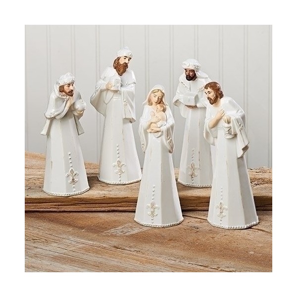 Roman 5Pc Set 7" White Stoneware Nativity
