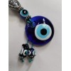 EVIL EYE BLUE GLASS ROUND KEYCHAIN 5" L X 1"