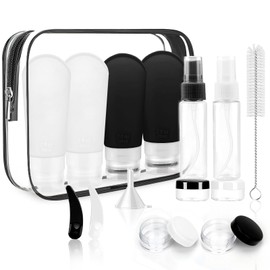 Botellas de Viaje Recargable,Contenedores de Silicona Reutilizable a Prueba de Fugas,Envases para Viaje,2 Onzas+3 Onzas,Paquete de 16 Recipientes de Viaje Exprimibles sin BPA para Champú,loción,Espray