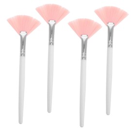 Outanaya 4Pcs Long Handle Fan Makeup Brushes Premium Hair Applicators for Powder Foundation Blush Contouring Highlighting for Professional DIY Makeup Use