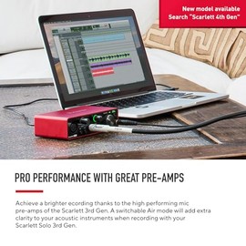 Focusrite Scarlett Solo - Interfaz de audio USB (3ª generación) con herramientas profesionales, Solo (1 Mic Pre), Rojo