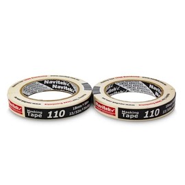 Masking Tape 110| Color Beige | 18mm x 50m | Cinta Adhesiva Multiusos para Pintura y Bricolaje | Fácil Remoción sin Residuos | Uso Hogar, Taller y Oficina | Pack 2 uds