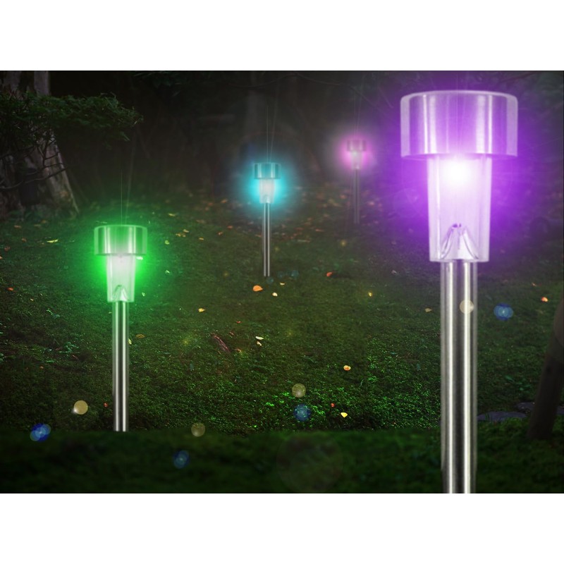Stainless Steel Solar Garden Light Rainbow Silver