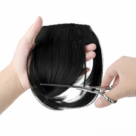 Leterly Bangs Hair Clip in Bangs Hair Extensions Wispy Bangs Clip on Air Bangs for Women Dark Black
