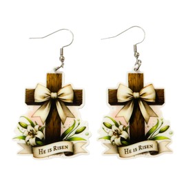 He Is Risen Cross Earrings
