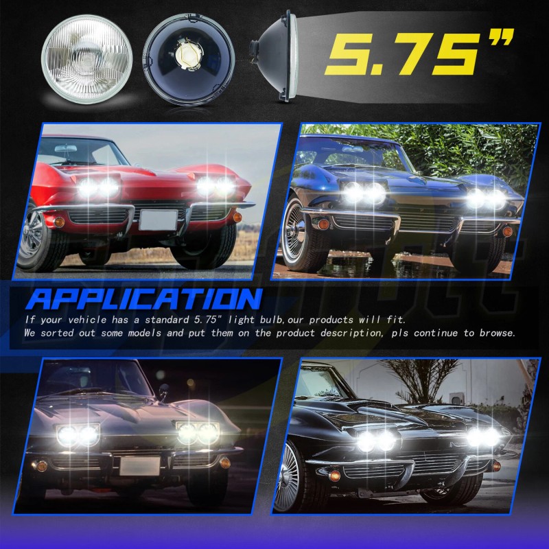 SHYFRULT 4Pcs 5.75" 5 3/4" LED Headlights Hi-Lo Sealed Beam