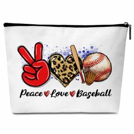 Peace Love Baseball Makeup Cosmetic Bag with Zipper for Women Men, Gifts for Baseball Lovers Travel Makeup Organizer Pouch for Friends - C11