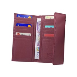 Velluci Pelle Genuine Leather Slim Ladies Purse, Compact Ladies Wallet, Multi-Card Slot Wallet for Women (Pink)