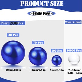 UDU 10000 Pcs Water Beads and 200 Pcs Floating Beads, Water Beads for Vase, No Hole Mixed Sizes Floating Beads for Centerpieces Vases for Home Party Wedding Decor, 8/14/20 mm (Blue)