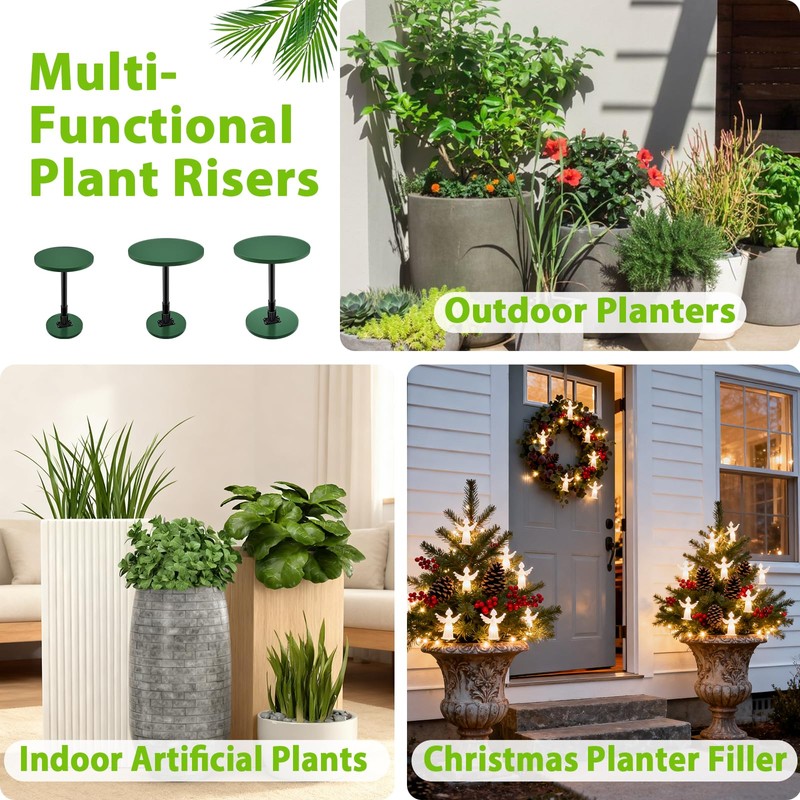 Axcoix 2 Pack Adjustable Height Plant Risers for Inside Pots,