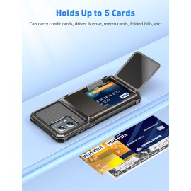 COOYA for Moto G 2023 Case Wallet 5 Credit Card Holder Slot Flip Cover Wallet Case Back Pocket Dual Layer Protective Hard Shell TPU Rubber Bumper for Moto G 2023 Bronze Gunmetal
