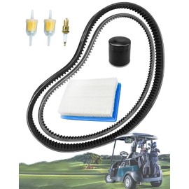 Tavaski Golf Cart Tune Up Kit with Generator Belt Clutch Drive Belt Fit for Club Car DS Gas 1992-2004 Kawasaki FE290 FE350, Air & Oil Fuel Filters Spark Plug Replace 1015426 1025582 101916701 1013684