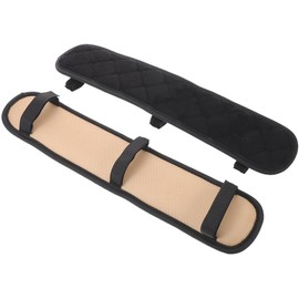 Almohadillas para Reposabrazos de Silla 45x10 Cm Negras con Correas Ajustables, Fundas Acolchadas de Felpa para Apoyabrazos de Oficina y Estudio, Cojines Ergonómicos