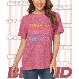 Teacher Shirts for Women Cute Kindness Graphic Tee Inspirational Blessed Short Sleeve Tops Choose Kindness T Shirts Loose Fit Plus Size,Red XL