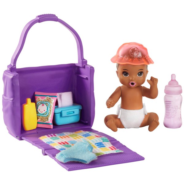 ​Barbie Skipper Babysitters Inc. Feeding and Changing Playset with Color-Change Baby Doll, Open-And-Close Diaper Bag and 7 Accessories