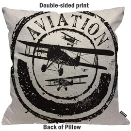 HGOD DESIGNS Cushion Cover Word Aviation and Airplane,Throw Pillow Case Home Decorative for Men/Women Living Room Bedroom Sofa Chair 18X18 Inch Pillowcase 45X45cm