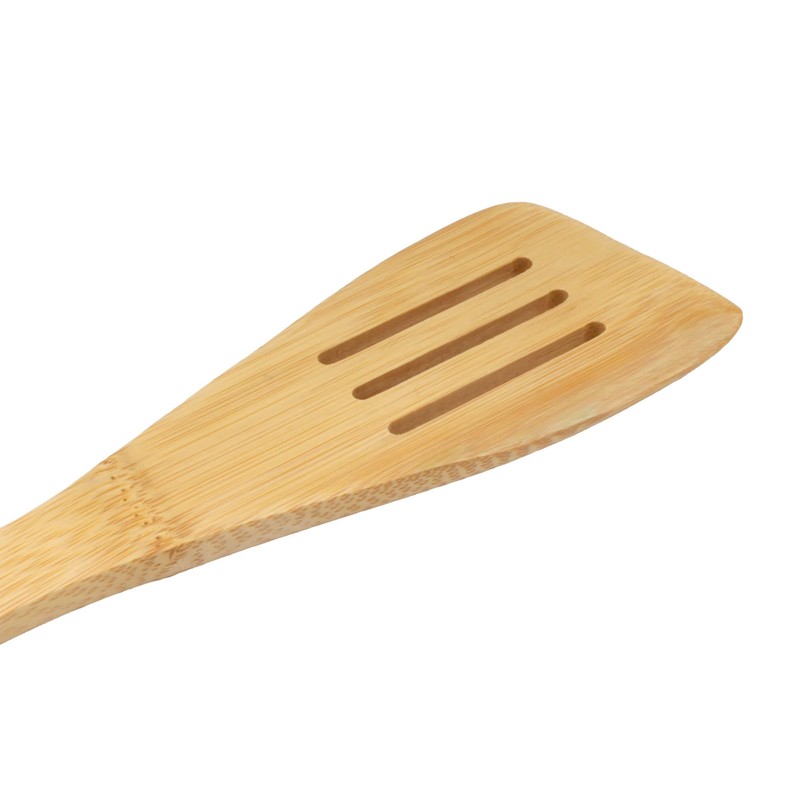 Bamboo Serving/Cooking Utensils - B13 - Angled Slotted Spatula -