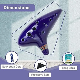 Ocarina Zelda, MCSWSEE Ocarina de Cerámica, Flauta de 12 Agujeros C Alto, con Libro de Canciones, forma de mano, bolsa protectora negra y Funda