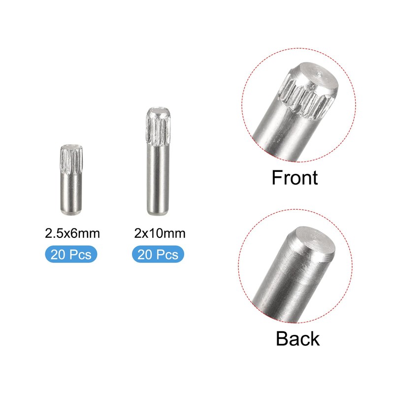 sourcing map 304 Stainless Steel Dowel Pins, 20Pcs 2.1x2mm and