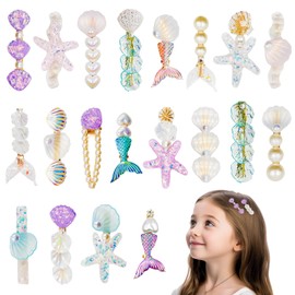HOMICO 20PCS Starfish Seashell Mermaid Hair Clips Artificial Beach Hair Accessories for Women