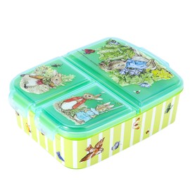 Zawadi Global Peter Rabbit Kids Childrens Multi Compartment Rectangular School Travel Lunch Food Box Sandwich Bento Container, BPA Free