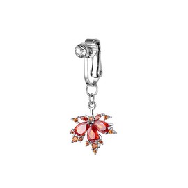 Niaspi CZ Crystal Maple Leaf Non Piercing Fake Belly Button Rings for Women Stainless Steel Clip On Dangle Fake Belly Navel Rings Autumn Non Pierced Belly Jewelry, Large, Stainless Steel, no gemstone