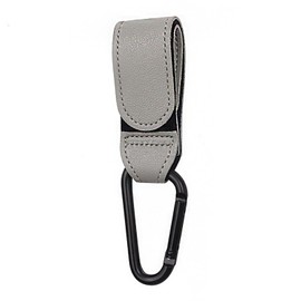 Stroller Hook with Carabiner, Premium PU Leather, Load Capacity 55.1 lbs (25 kg), Adjustable, Compatible with Bicycles and Shopping Carts, Lightweight and Durable (Gray)