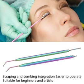 2 Pcs Eyelash Lift Perm Tool, Lash Separator Tint Tool, Stainless Steel Metal Lash Lift Rods Tool for Eyelash Eyebrow Perming Tinting Curling Daily Makeup (Colorful)