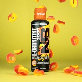 NutraBio  L-Carnitine Liquid Shots  3000mg  10mg of Vitamin B-5  Zero Carbs  Azucar  31 Servings - Peach Rings - Sin OMG - Sin Gluten                 