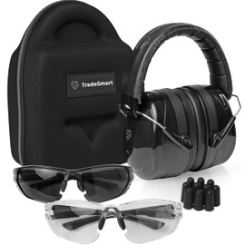 TradeSmart All-in-One Shooting Ear Protection - Comfort+ NRR 28 Earmuffs, Glasses & Earplugs + Carry Case