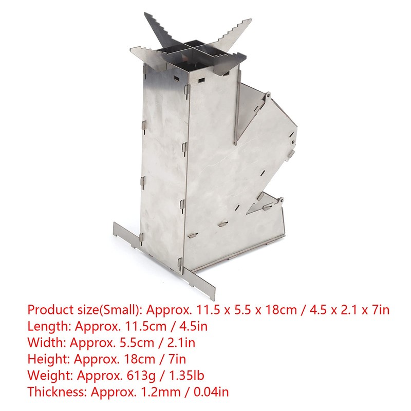 Detachable Stainless Steel Rocket Stove, Convenient Portable Backpacking Mini Wood