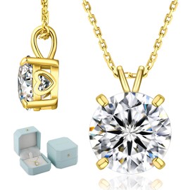 KRKCLIFE Moissanite Necklace for Women, 0.5-4CT Diamond Pendant Necklace in 18K White Gold, Round-cut Lab Grown Diamond, S925 D Color VVS1 Adjustable 18+2 inches Chain Jewelry for Sweetheart Mom Wife