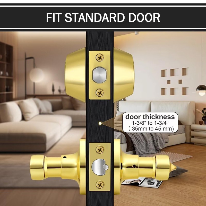 NIZADO Keyed Entry Door Lock Set Gold, Double Cylinder Deadbolts,