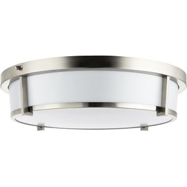 Diodesy- 18 Inch Flush Mount Double Ring Ceiling Light Modern Drum LED Fixture Brushed Nickel 3CCT 3000K/4000K/5000K Dimmable 25W 1500 Lumens for Hallway Kitchen Bathroom Bedroom Living Room