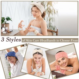 DiyJibb Spa Headband and Wristband Set - 3-Piece Skincare Headbands & 6-Piece Wrist Spa Wristbands for Women,Facial Hairbands for Washing Face, Makeup, Sports, Yoga, Headband for Washing