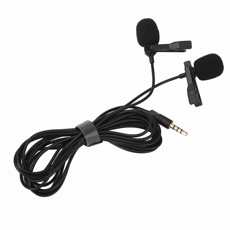 Black Double Head Lavalier Lapel Microphone No Driver Installation Required