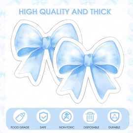 Blue Coquette Bow Party Napkins Cocktail 4-Ply 50 Pack Disposable Paper Napkins for Black Bow Theme Party Decorations | First Birthday Baby Shower She's Tying the Knot Bachelorette Party