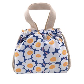 Lunch bag, lunch bag, drawstring lunch bag, large capacity, convenient, simple, fashion, simple and simple, durable, outer nylon material, interior canvas material, outdoor camping picnic bag, unisex