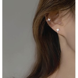 Reffeer 925 Sterling Silver Star Cuff Earrings Cartilage Wraps for Women Earrings Star Clip On Earrings No Piercing (A-Silver)