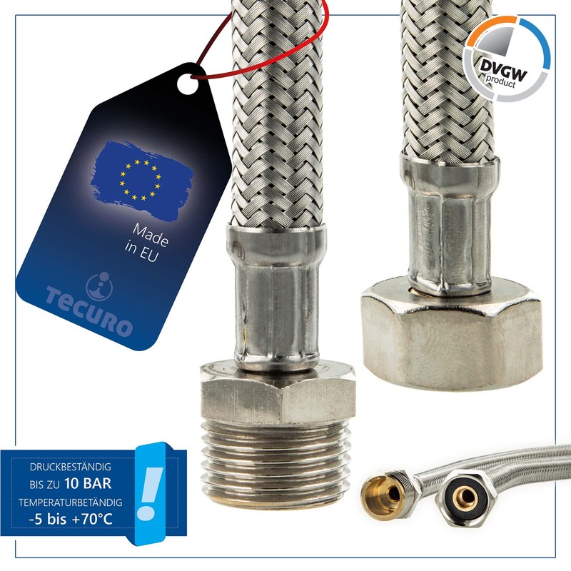 Reinforced Hose DN 13-1/2 ÜWM x 1/2 Male x 1500
