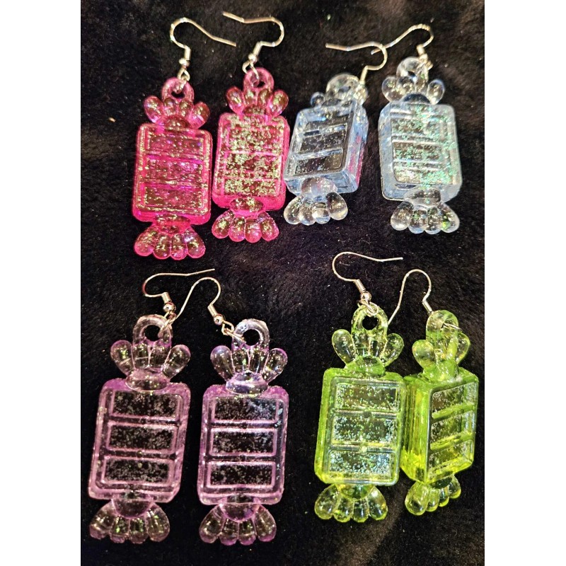 HARD ROCK CANDY GLITTER EARRINGS SWEET LOLLIPOP HANDMADE CHOOSE 1